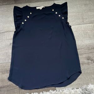 Loft, extra small, navy blue tank top with gold buttons